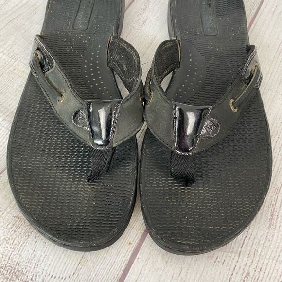 Sperry Topsider black flip flops w/rubber soles sz 8 women - Picture 3 of 9